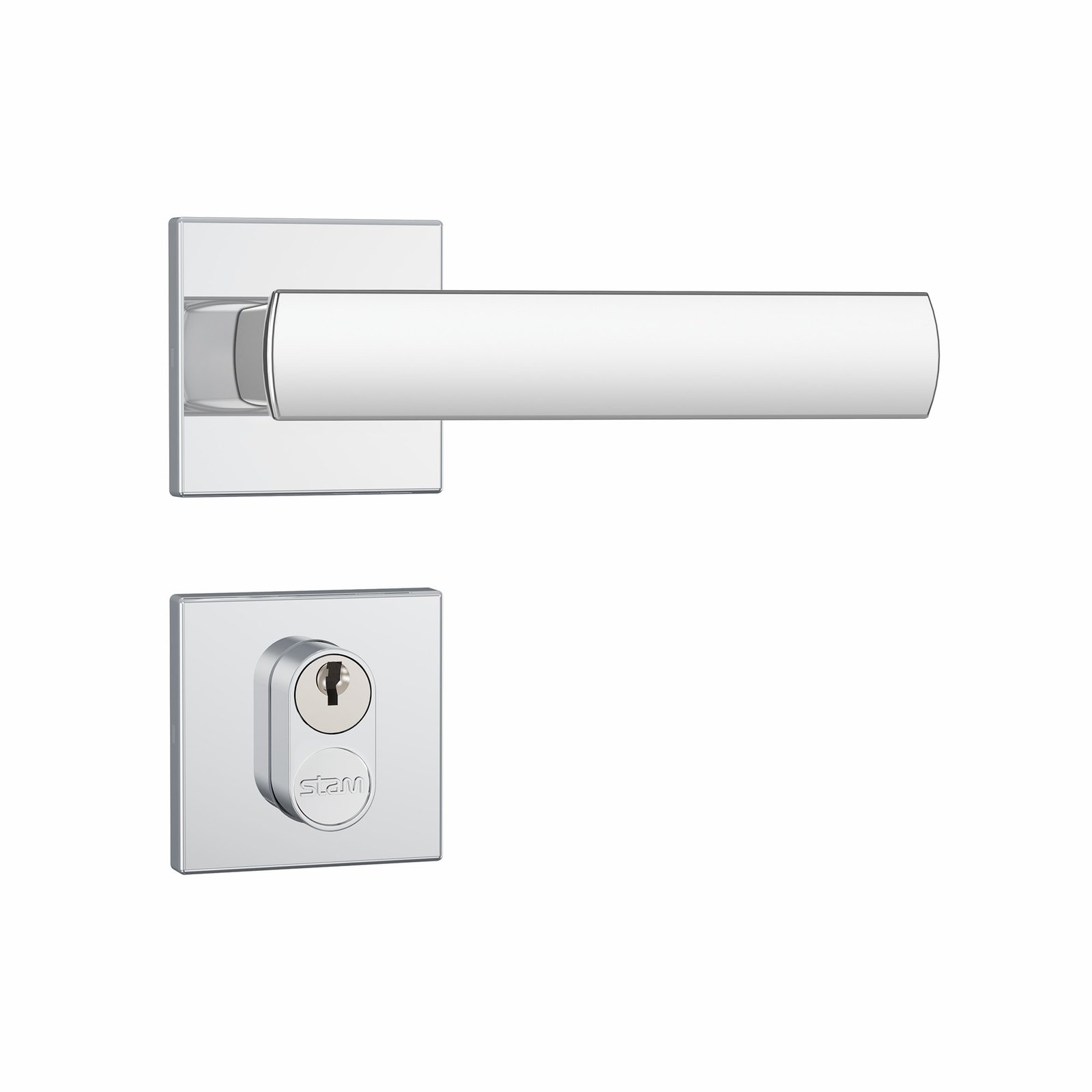 Fechadura 803/35, cromado, roseta quadrada, Stam · Standard