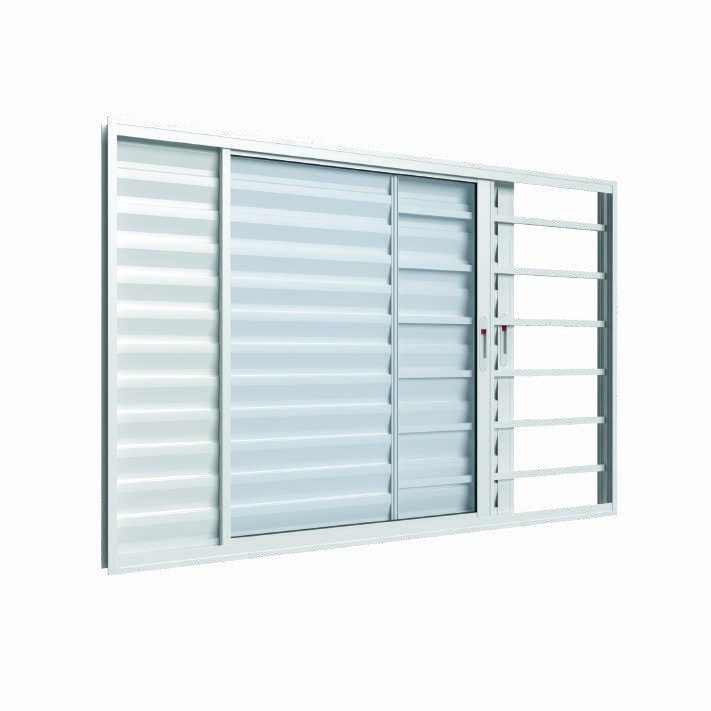 Veneziana 3 Folhas Horizontal, fecho embutido, Vitrolar · Linha Classic Alumínio
