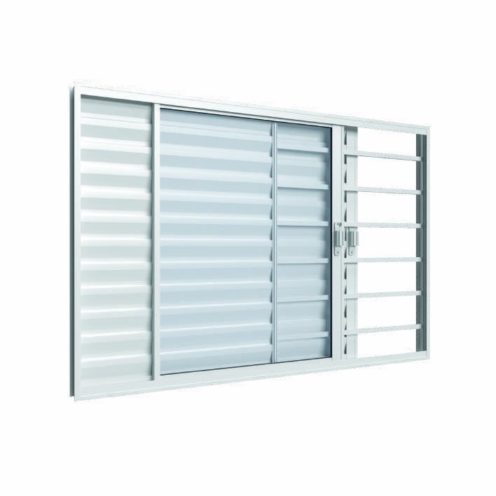 Veneziana 3 Folhas Horizontal, fecho sobreposto, Vitrolar · Linha Classic Alumínio