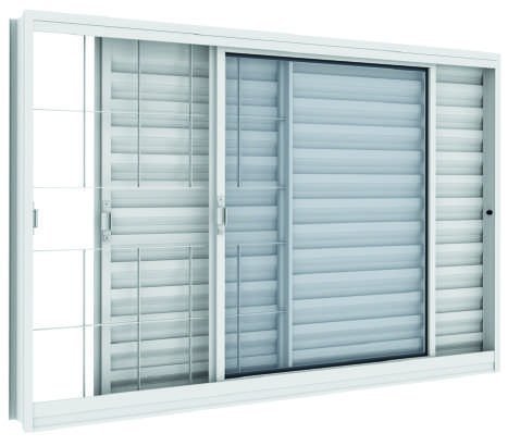 Veneziana 3 Folhas Quadriculado, Vitrolar · Linha Prática Aço